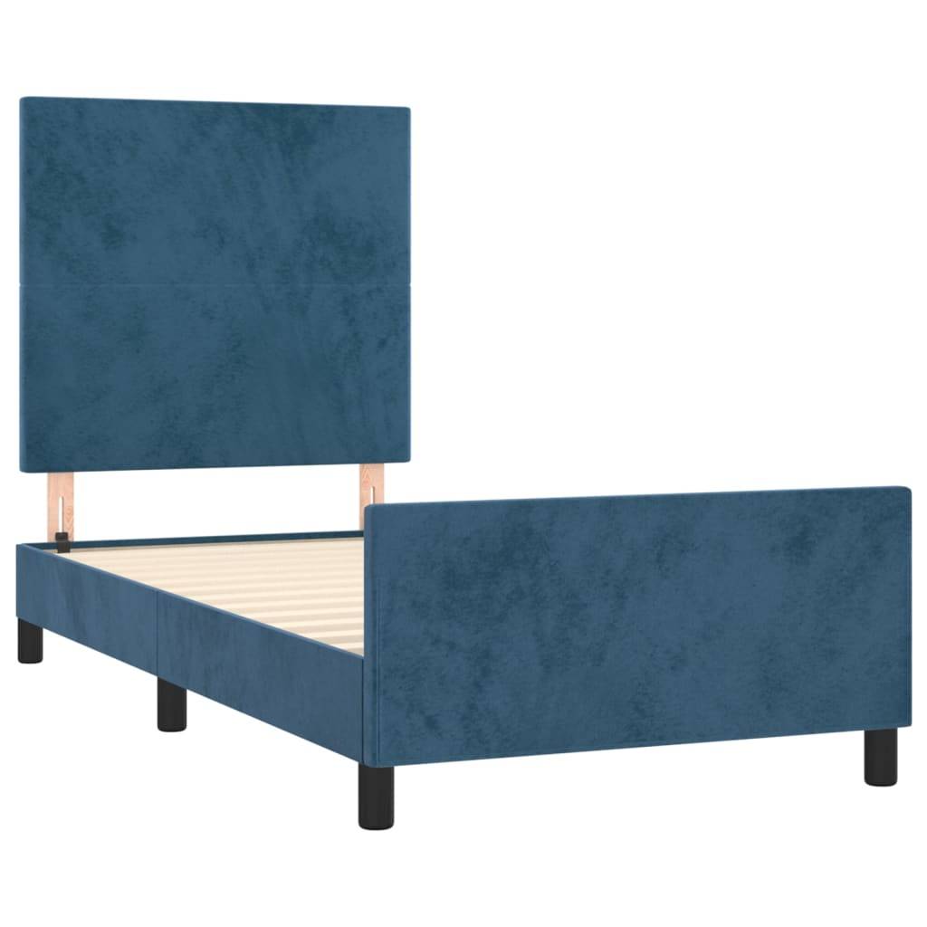 vidaXL Bettgestell ohne Matratze Dunkelblau 90x190 cm Samt