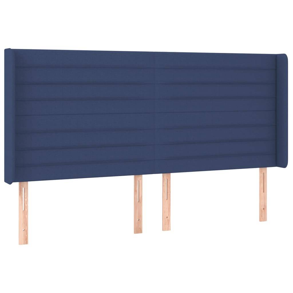 vidaXL Kopfteil mit Ohren Blau 203x16x118/128 cm Stoff