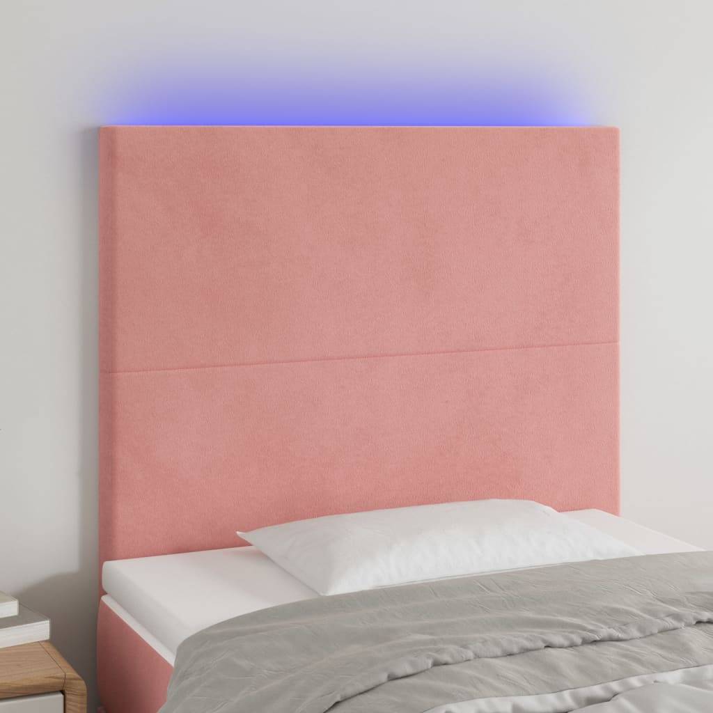 vidaXL LED Kopfteil Rosa 80x5x118/128 cm Samt