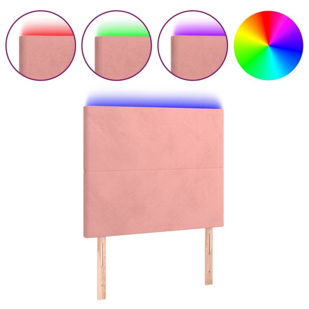 vidaXL LED Kopfteil Rosa 80x5x118/128 cm Samt