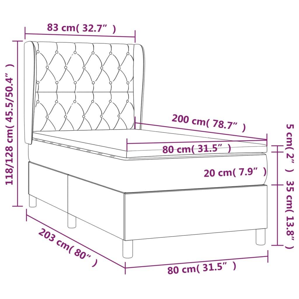 vidaXL Boxspringbett mit Matratze Creme 80x200 cm Stoff