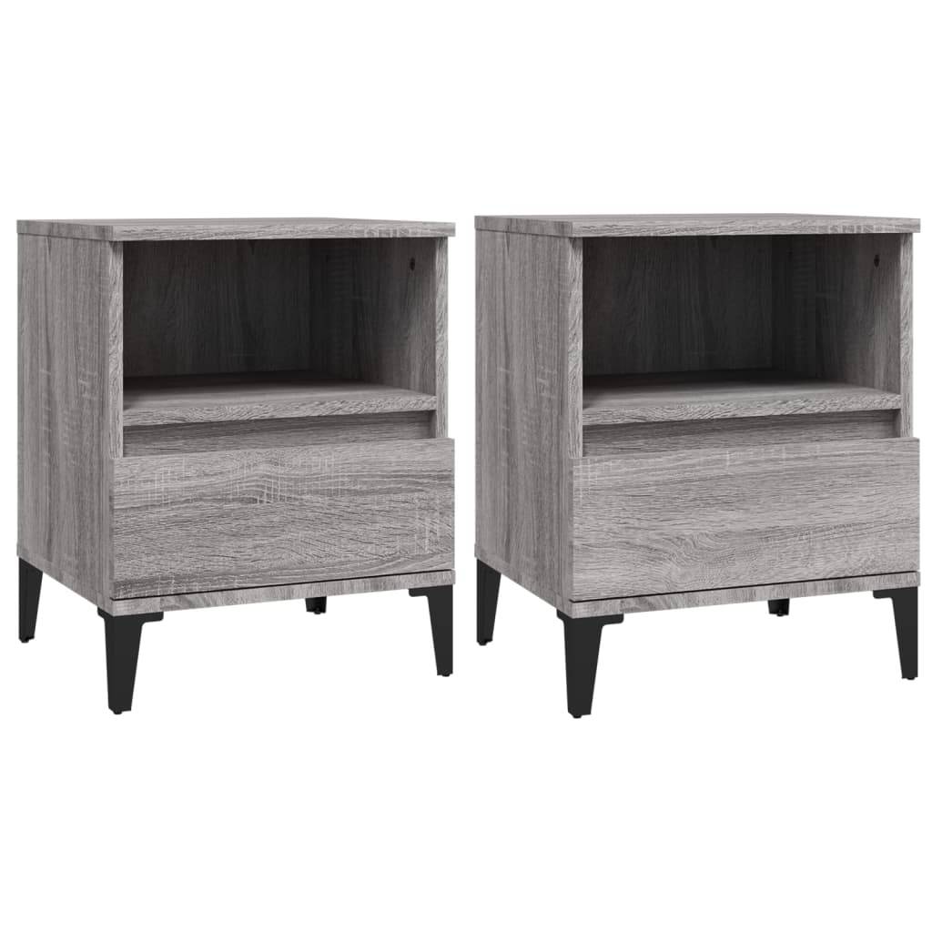 vidaXL Nachttische 2 Stk. Grau Sonoma 40x35x50 cm