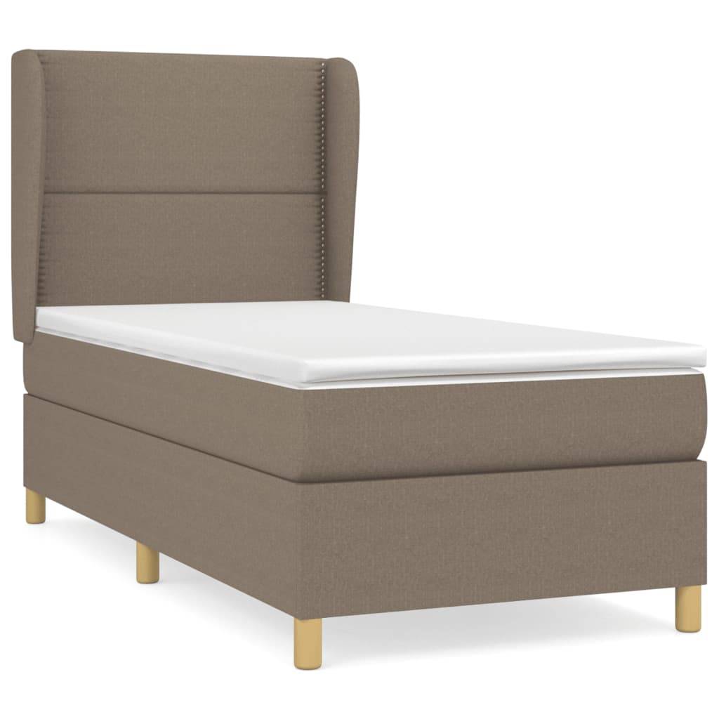 vidaXL Boxspringbett mit Matratze Taupe 90x200 cm Stoff