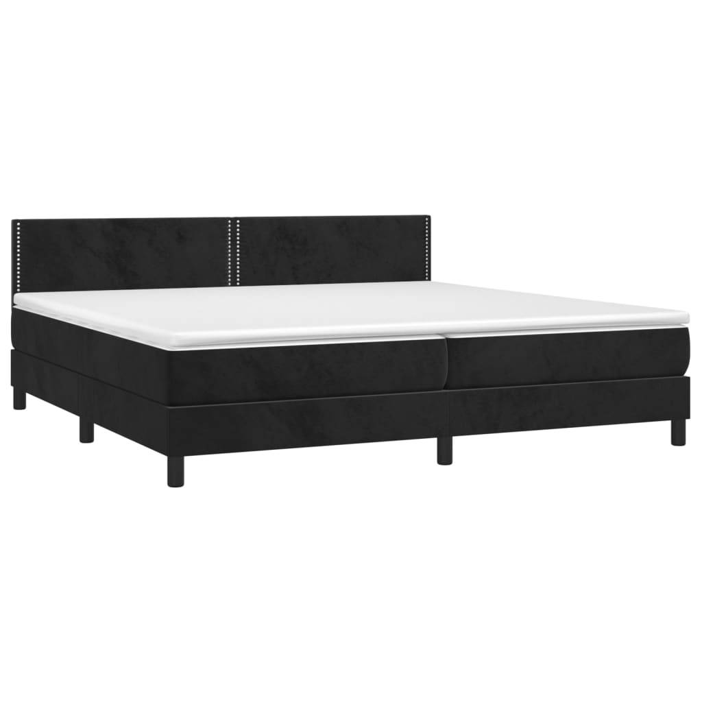 vidaXL Boxspringbett mit Matratze & LED Schwarz 200x200 cm Samt