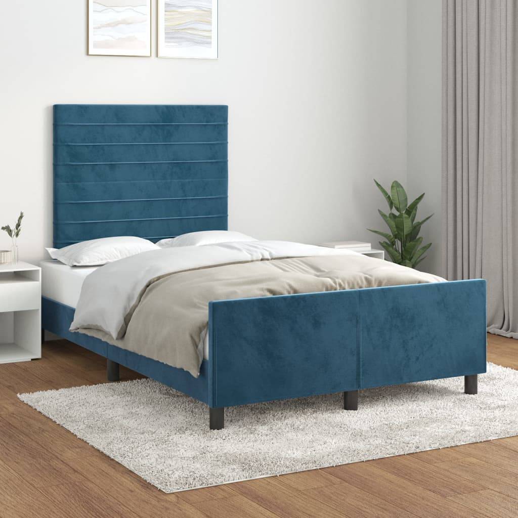 vidaXL Bettgestell ohne Matratze Dunkelblau 120x200 cm Samt
