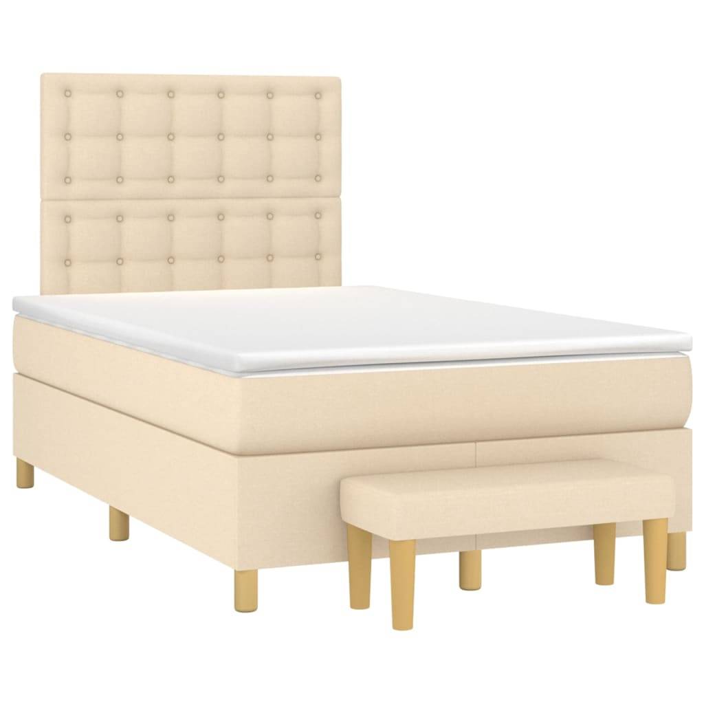 vidaXL Boxspringbett mit Matratze Creme 120x200 cm Stoff