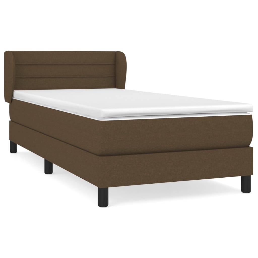 vidaXL Boxspringbett mit Matratze Dunkelbraun 90x190 cm Stoff