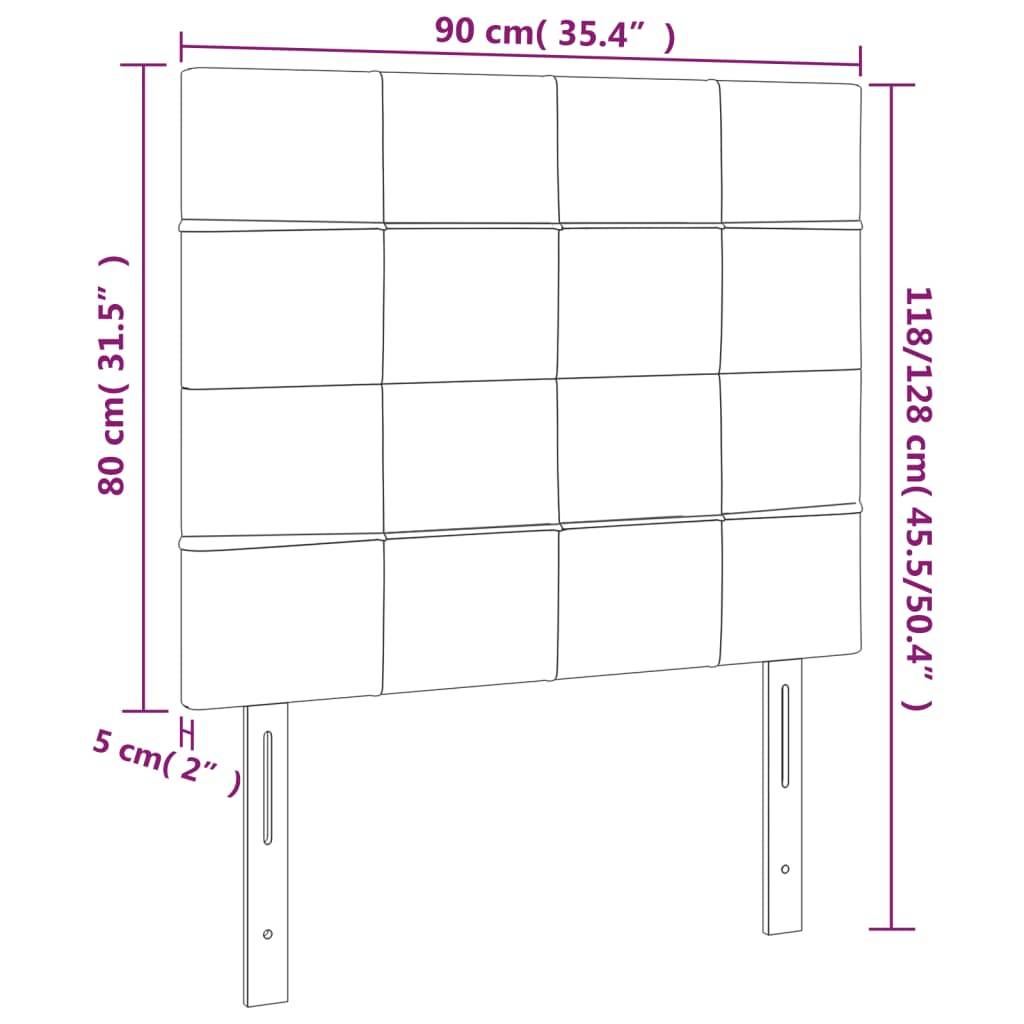 vidaXL LED Kopfteil Schwarz 90x5x118/128 cm Samt