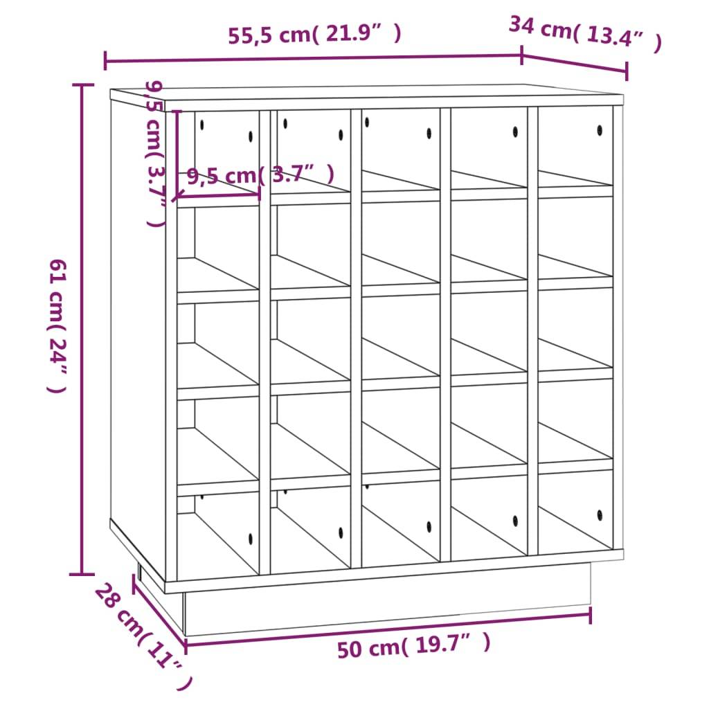 vidaXL Weinregal Weiß 55,5x34x61 cm Massivholz Kiefer
