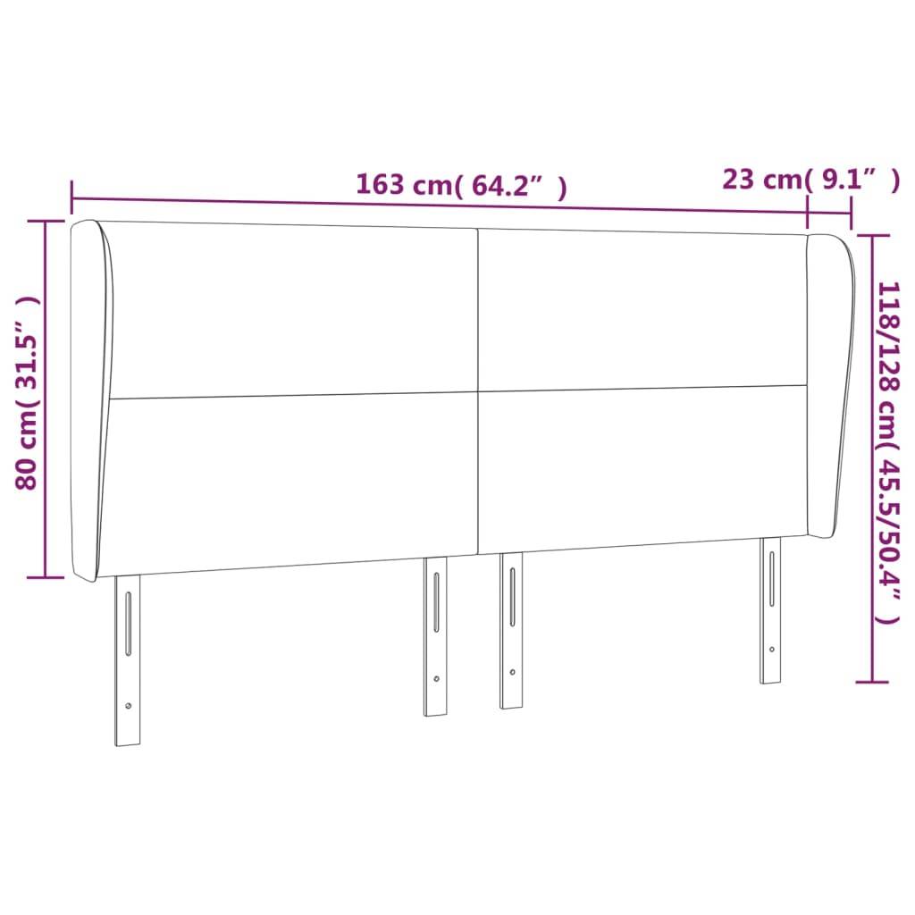 vidaXL Kopfteil mit Ohren Dunkelblau 163x23x118/128 cm Samt