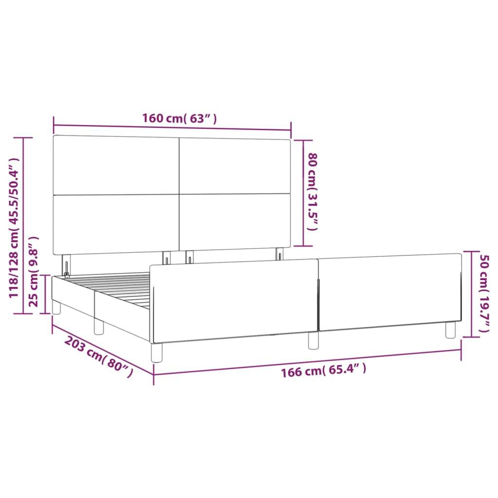 vidaXL Bettgestell ohne Matratze Taupe 160x200 cm Stoff