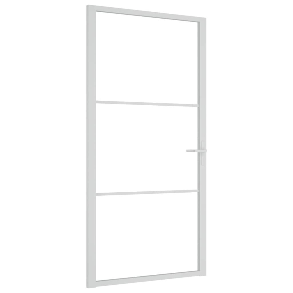 vidaXL Innentür 102,5x201,5 cm Weiß ESG-Glas und Aluminium