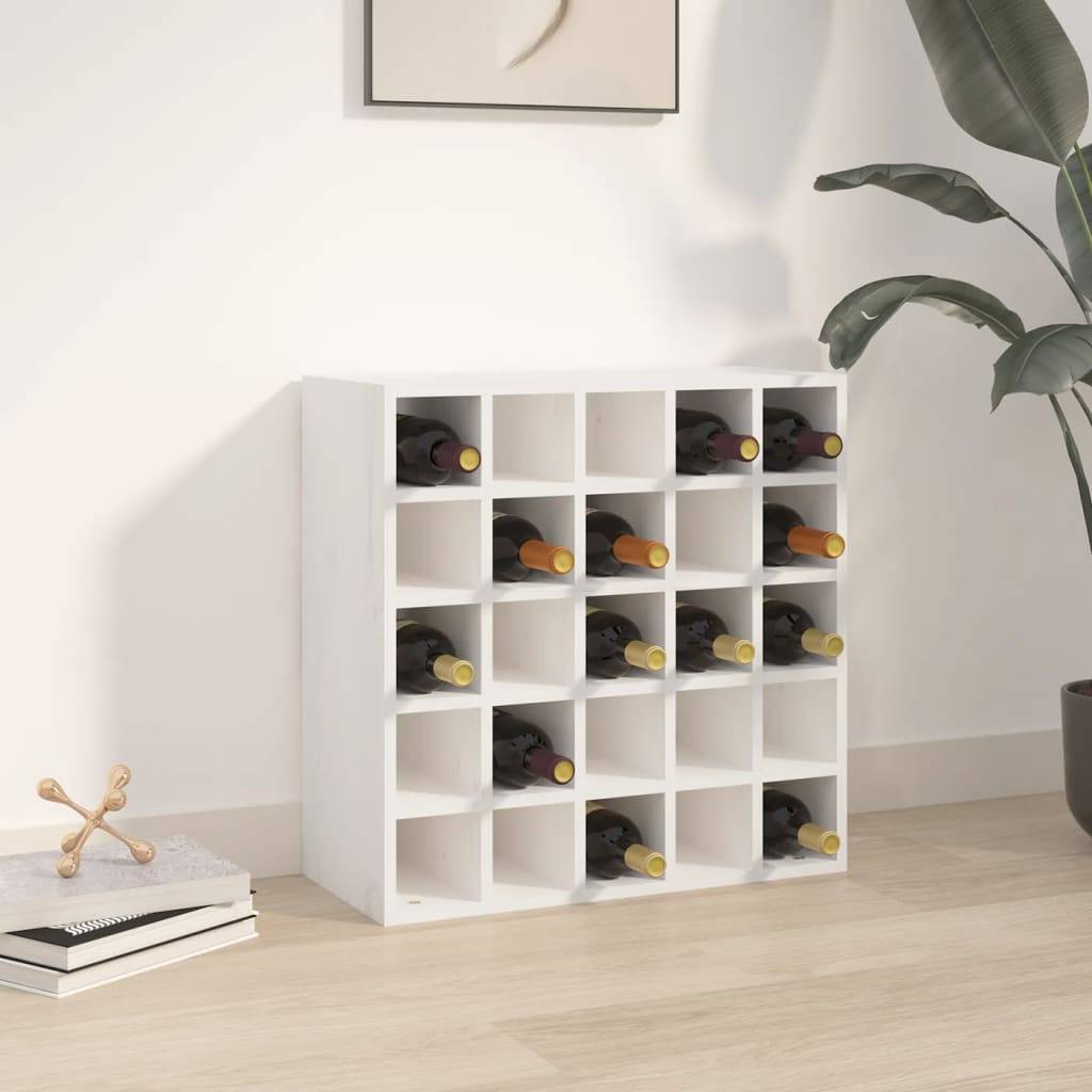vidaXL Weinregal Weiß 56x25x56 cm Massivholz Kiefer