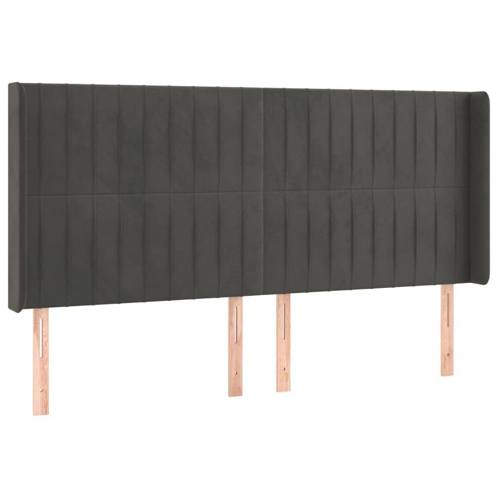 vidaXL Kopfteil mit Ohren Dunkelgrau 183x16x118/128 cm Samt