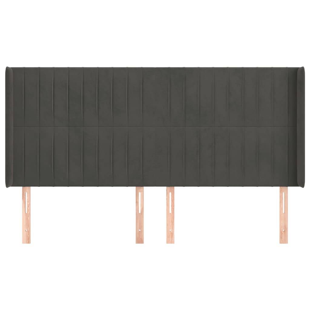 vidaXL Kopfteil mit Ohren Dunkelgrau 183x16x118/128 cm Samt