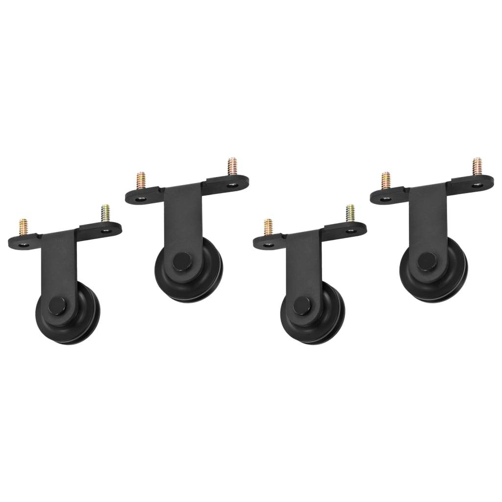 vidaXL Schiebetür-Beschlagsätze 2 Stk. 200 cm Stahl Schwarz
