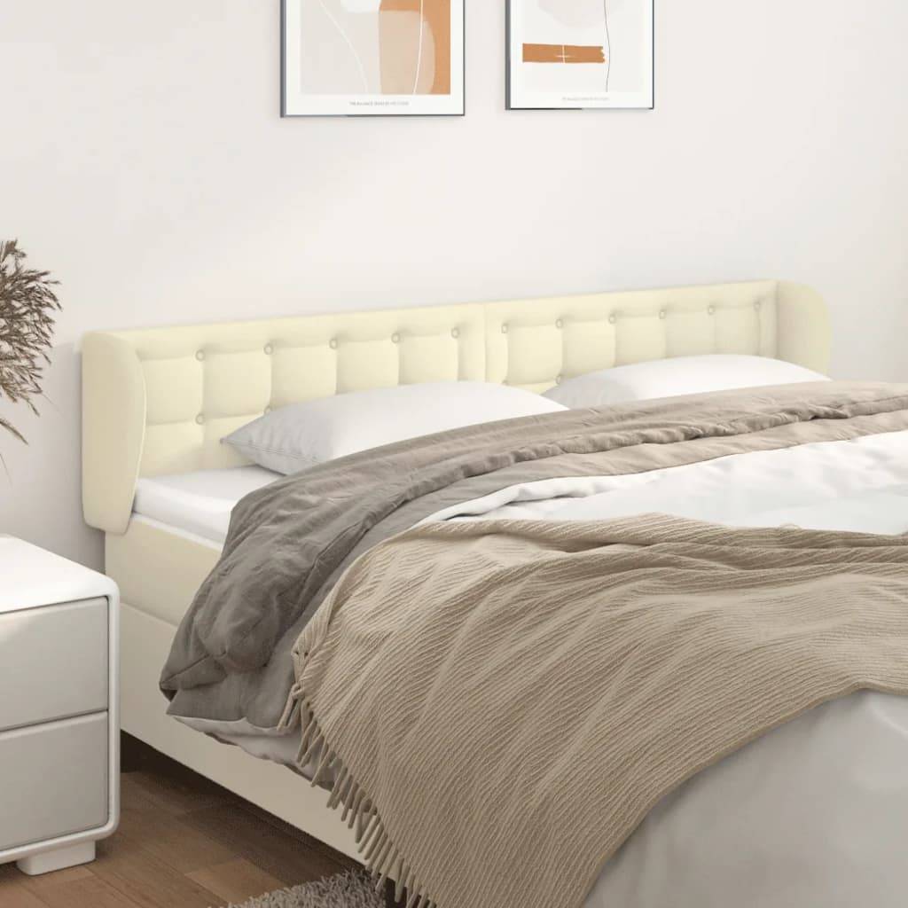 vidaXL Kopfteil mit Ohren Creme 183x23x78/88 cm Kunstleder