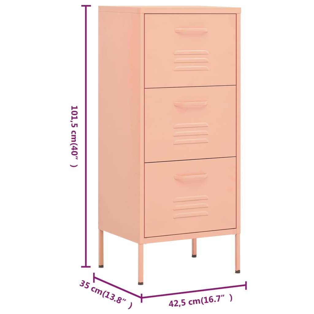 vidaXL Lagerschrank Rosa 42,5x35x101,5 cm Stahl