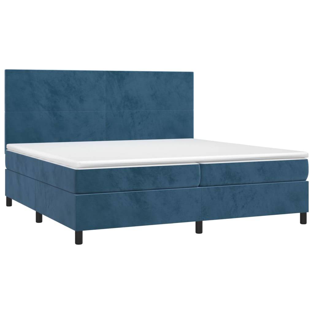 vidaXL Boxspringbett mit Matratze Dunkelblau 200x200 cm Samt