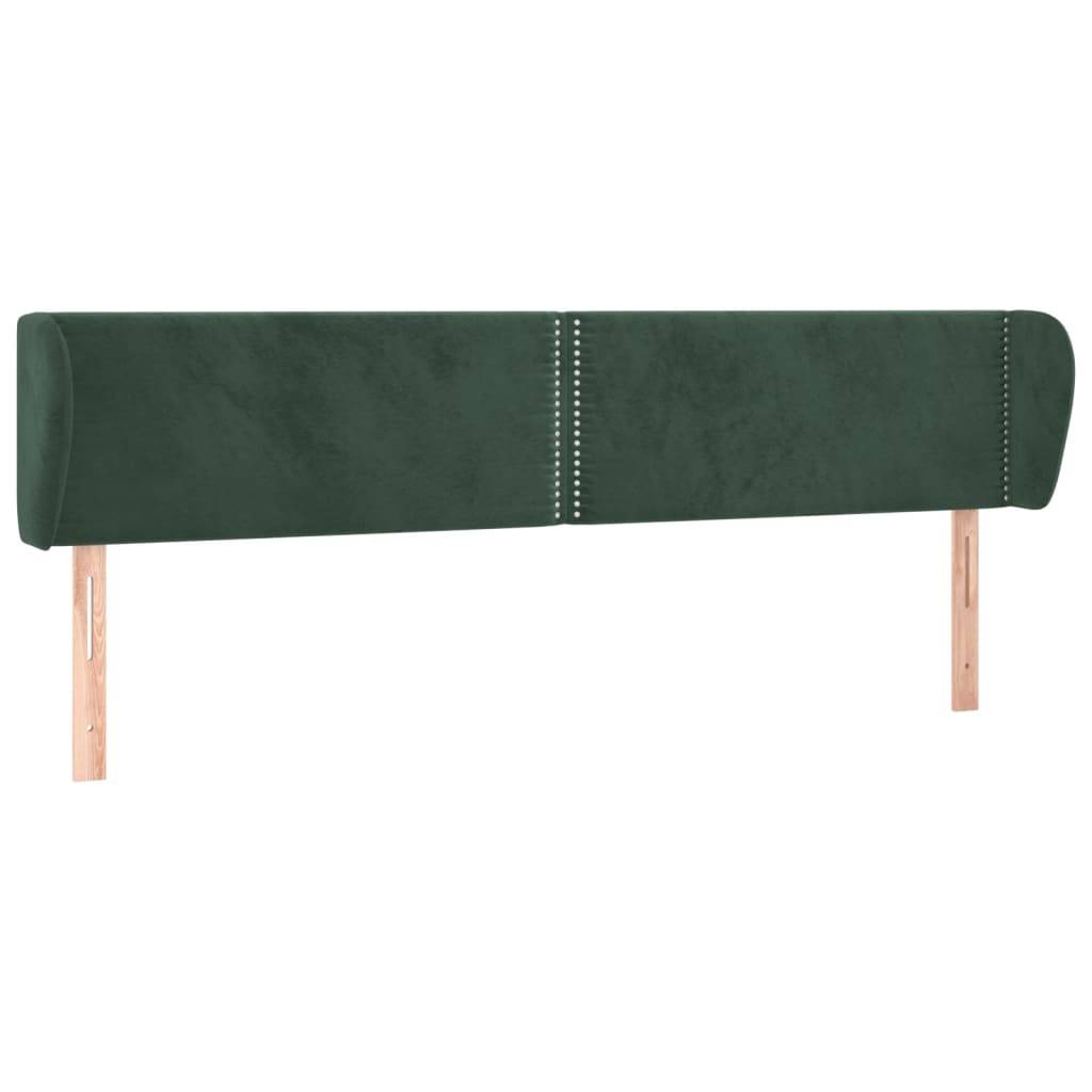 vidaXL Kopfteil mit Ohren Dunkelgrün 203x23x78/88 cm Samt