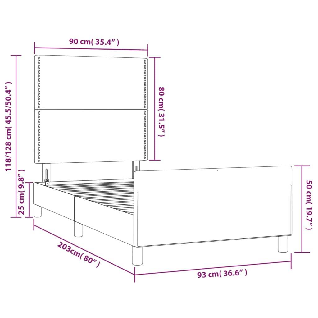 vidaXL Bettgestell ohne Matratze Creme 90x200 cm Stoff