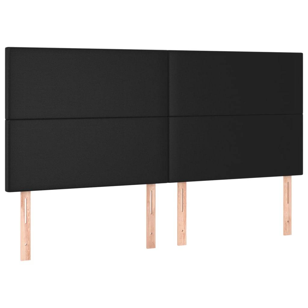 vidaXL LED Kopfteil Schwarz 160x5x118/128 cm Kunstleder