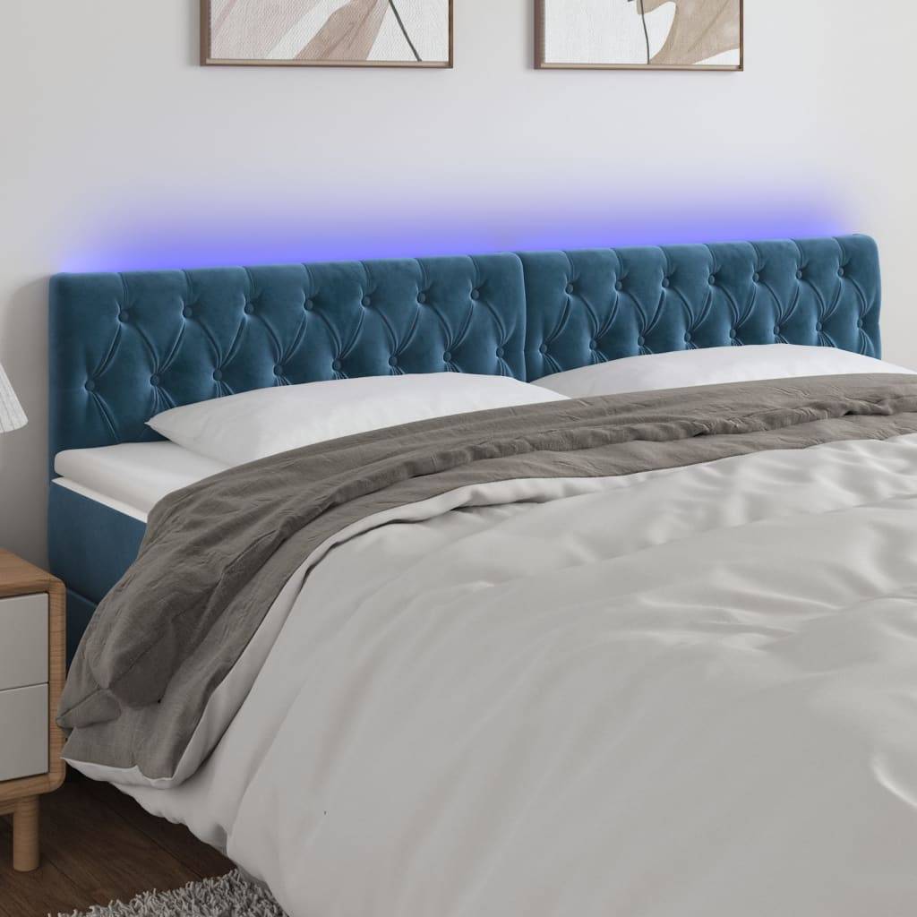 vidaXL LED Kopfteil Dunkelblau 200x7x78/88 cm Samt