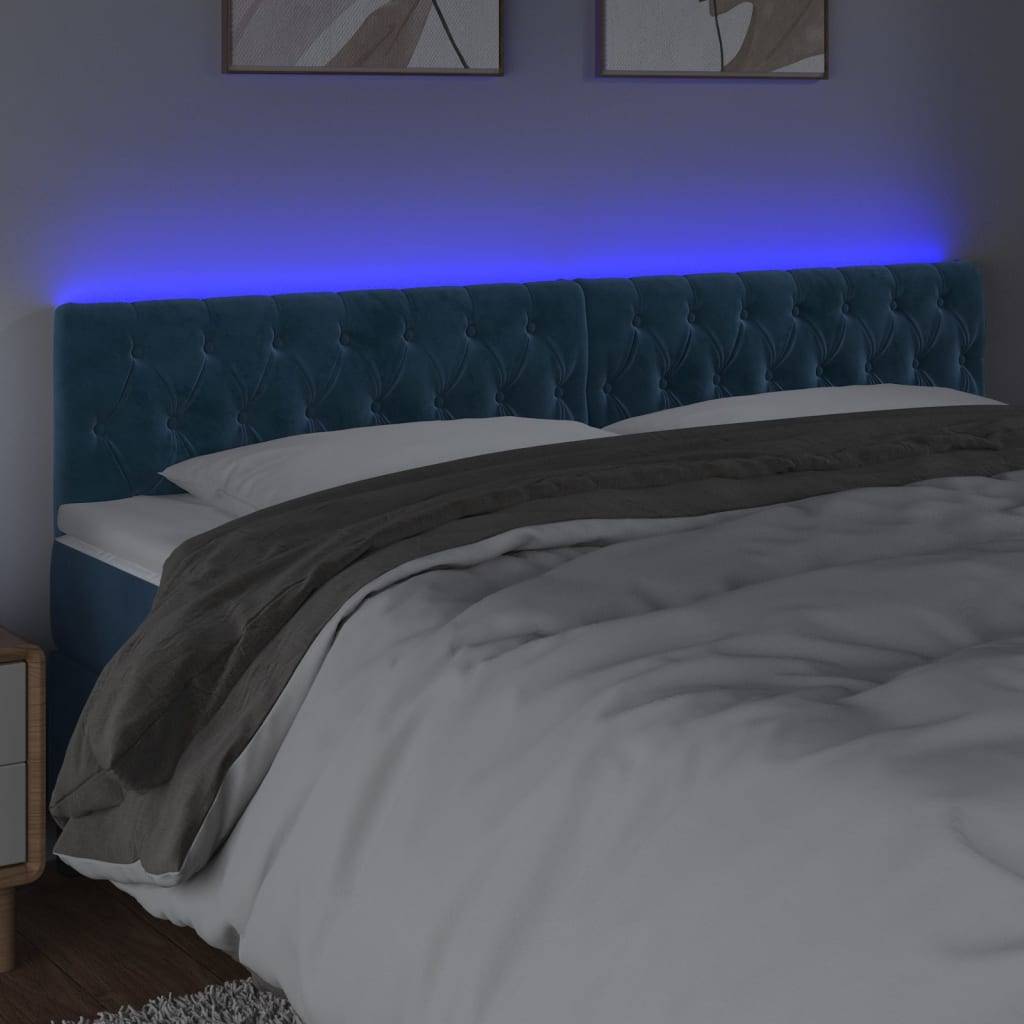 vidaXL LED Kopfteil Dunkelblau 200x7x78/88 cm Samt