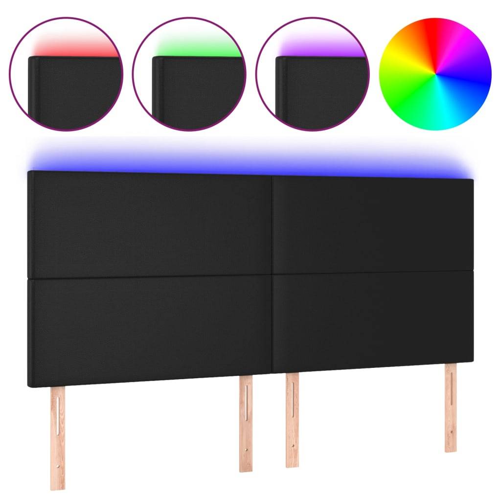 vidaXL LED Kopfteil Schwarz 160x5x118/128 cm Kunstleder
