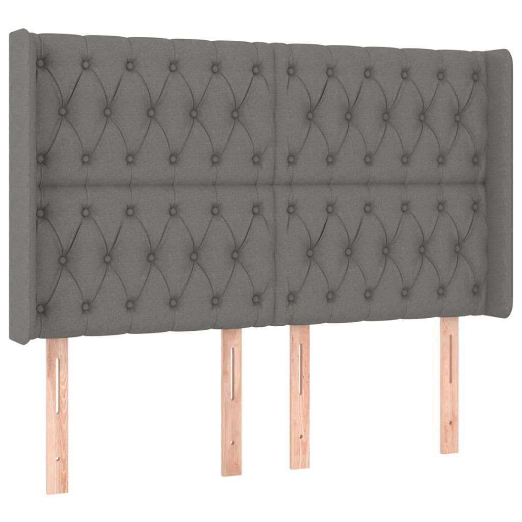 vidaXL Kopfteil mit Ohren Dunkelgrau 147x16x118/128 cm Stoff