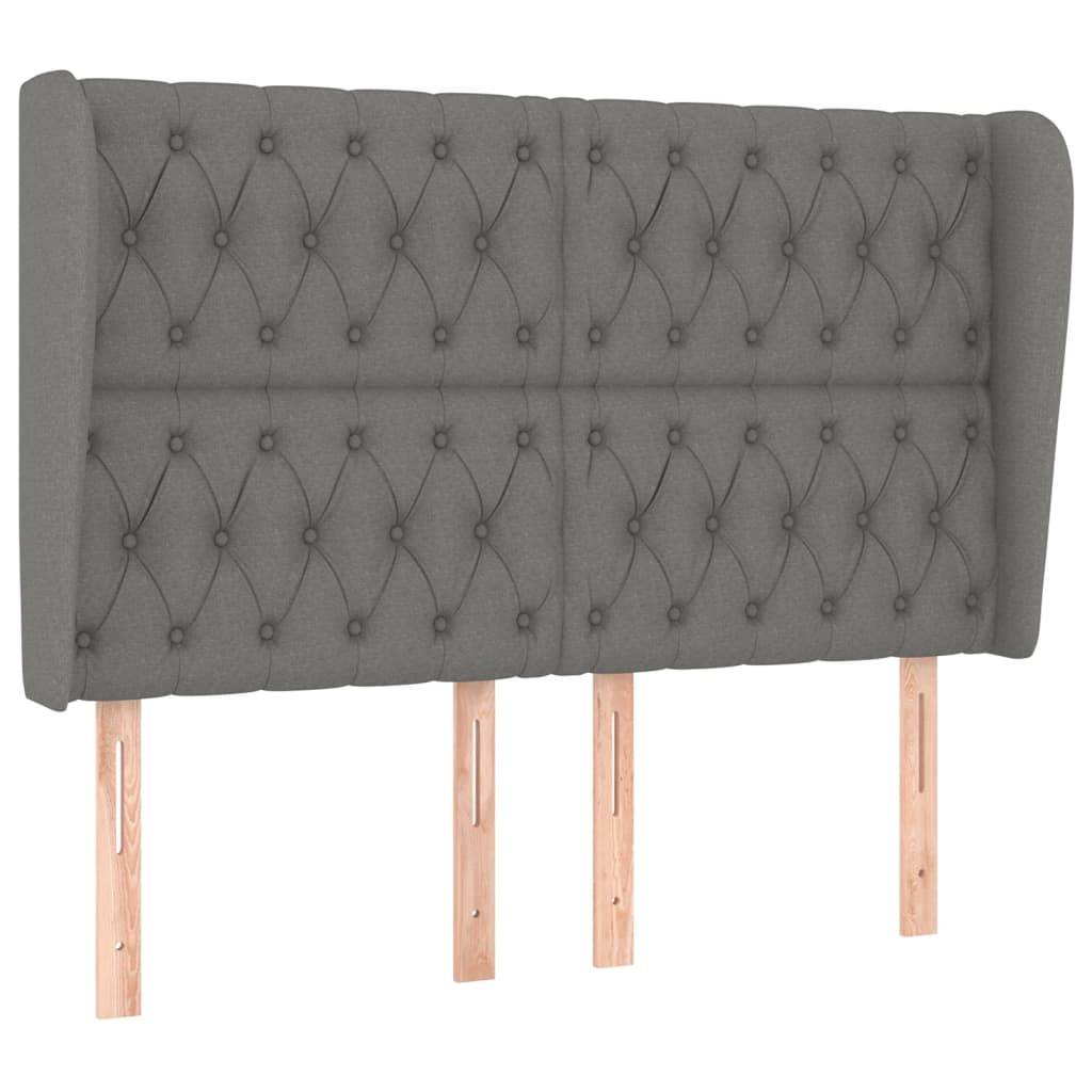 vidaXL Kopfteil mit Ohren Dunkelgrau 163x23x118/128 cm Stoff