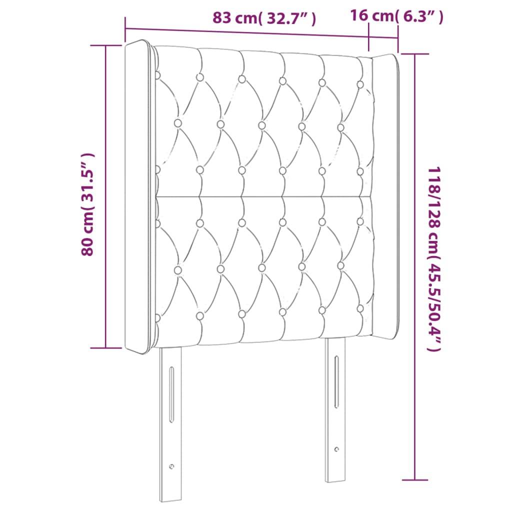 vidaXL LED Kopfteil Rosa 83x16x118/128 cm Samt
