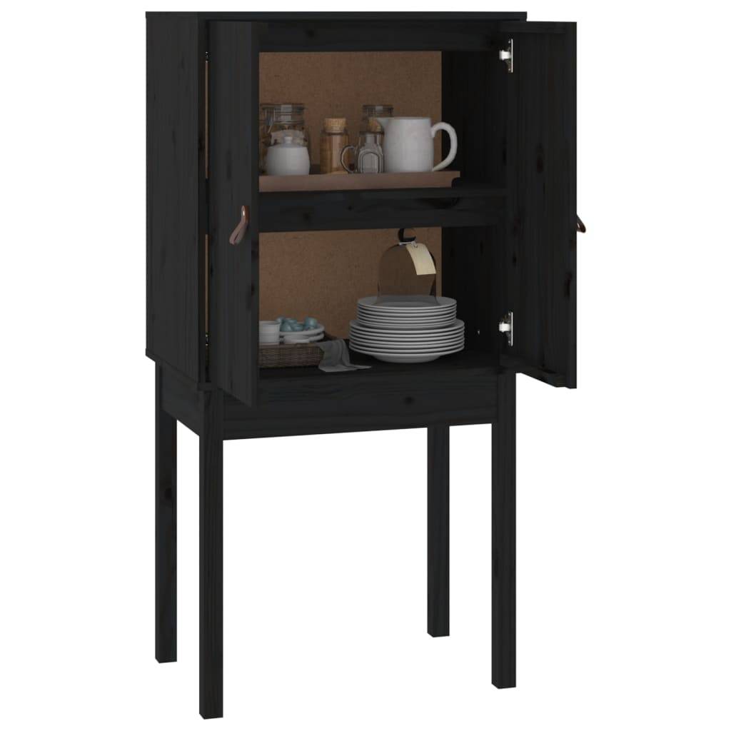 vidaXL Highboard Schwarz 60x40x120 cm Massivholz Kiefer