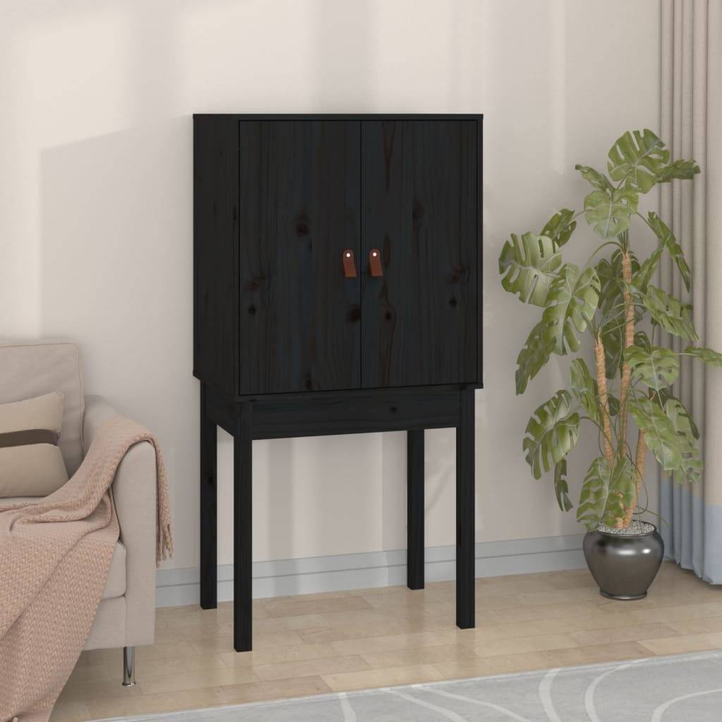 vidaXL Highboard Schwarz 60x40x120 cm Massivholz Kiefer