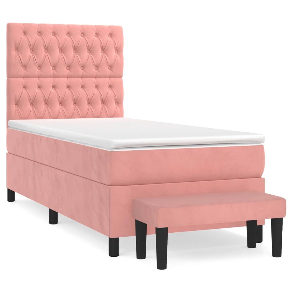 vidaXL Boxspringbett mit Matratze Rosa 80x200 cm Samt