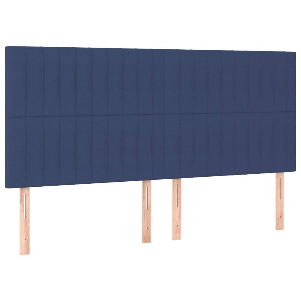 vidaXL LED Kopfteil Blau 180x5x118/128 cm Stoff