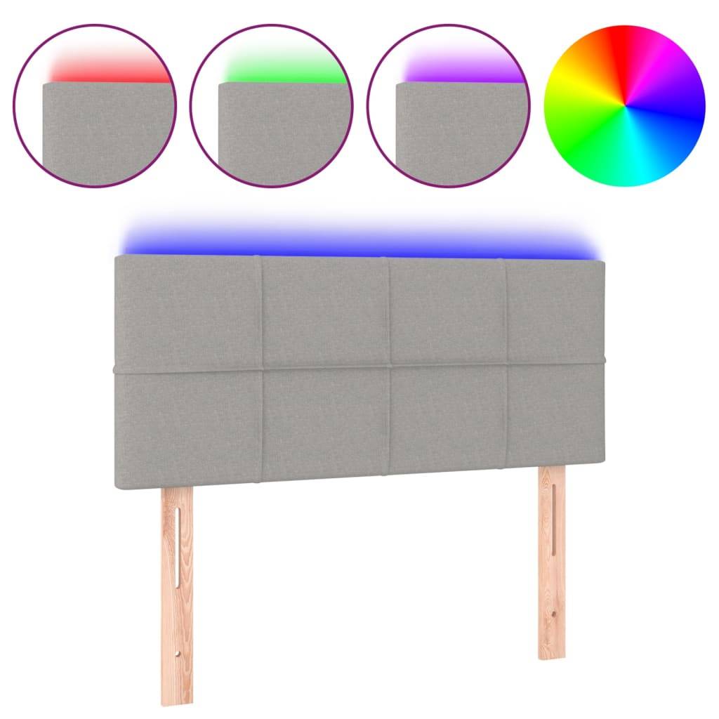 vidaXL LED Kopfteil Hellgrau 100x5x78/88 cm Stoff