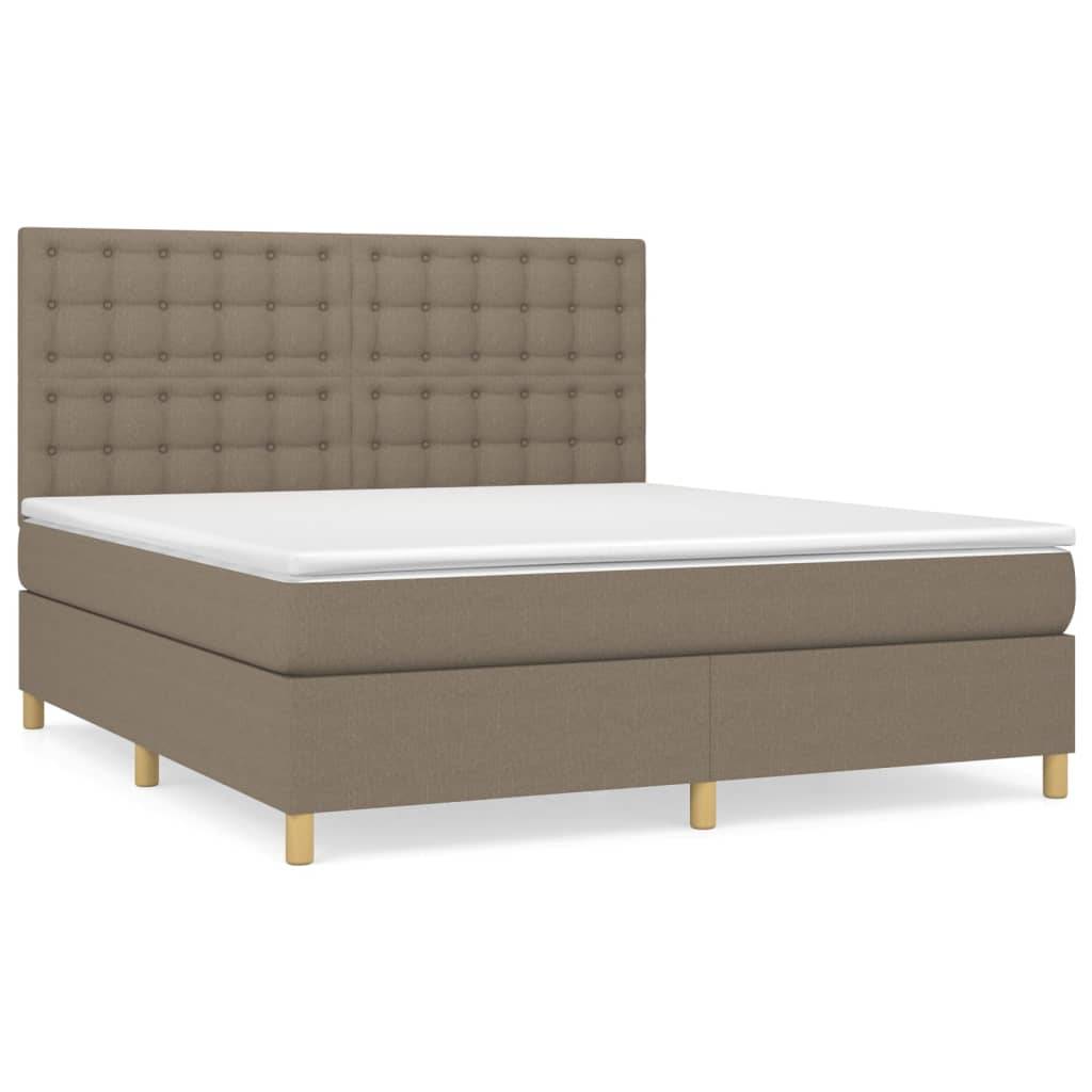 vidaXL Boxspringbett mit Matratze Taupe 160x200 cm Stoff