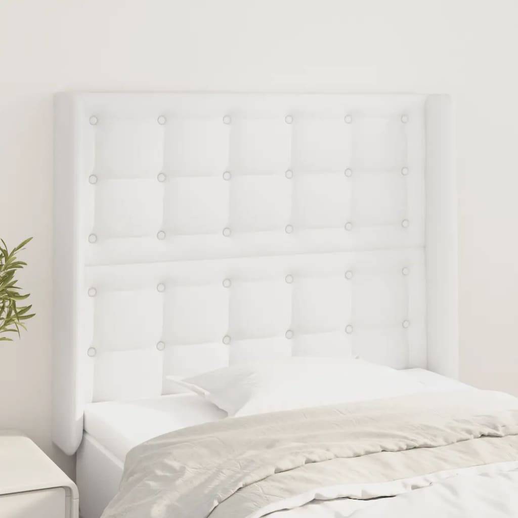 vidaXL Kopfteil mit Ohren Weiß 103x16x118/128 cm Kunstleder