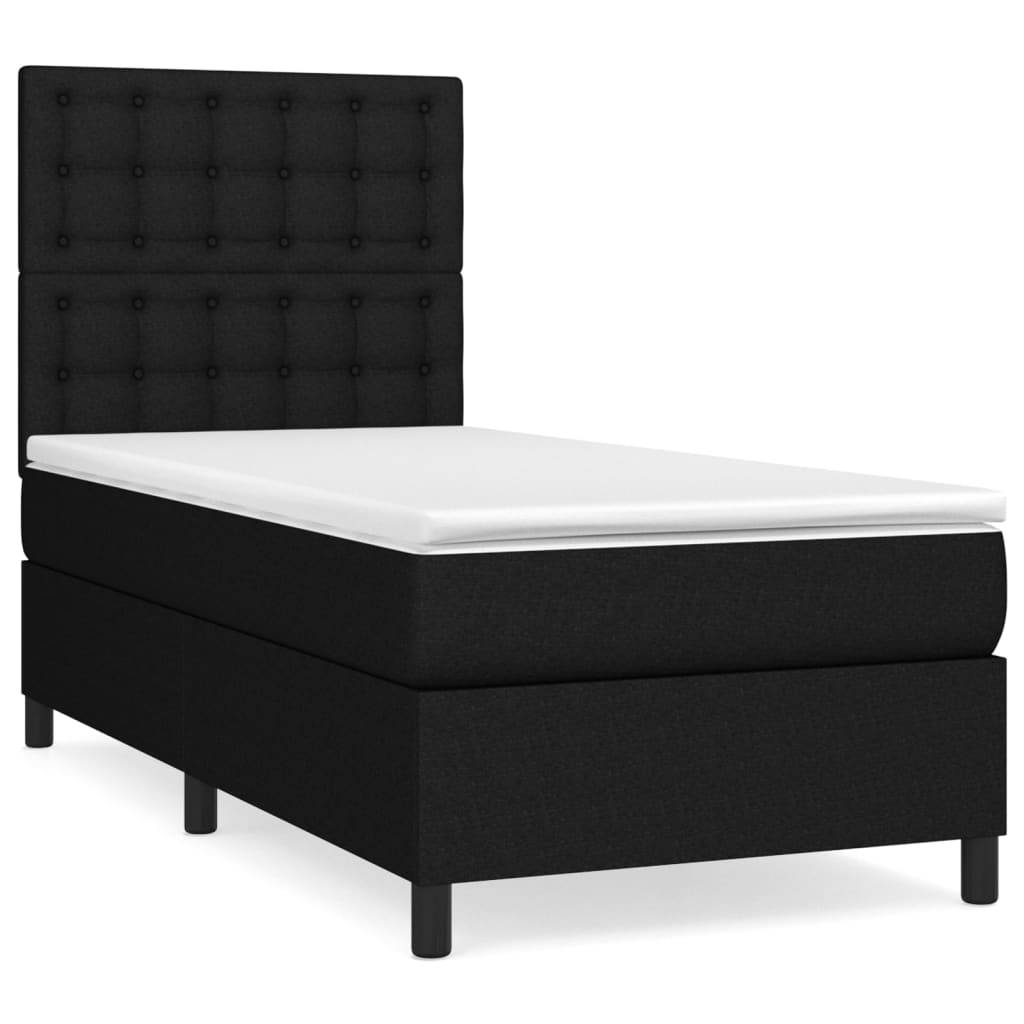 vidaXL Boxspringbett mit Matratze Schwarz 90x190 cm Stoff