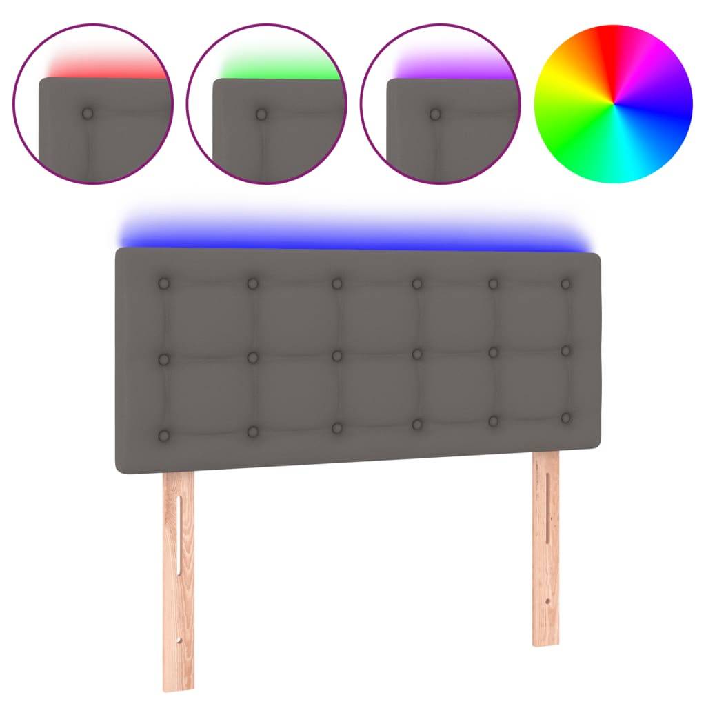 vidaXL LED Kopfteil Grau 100x5x78/88 cm Kunstleder