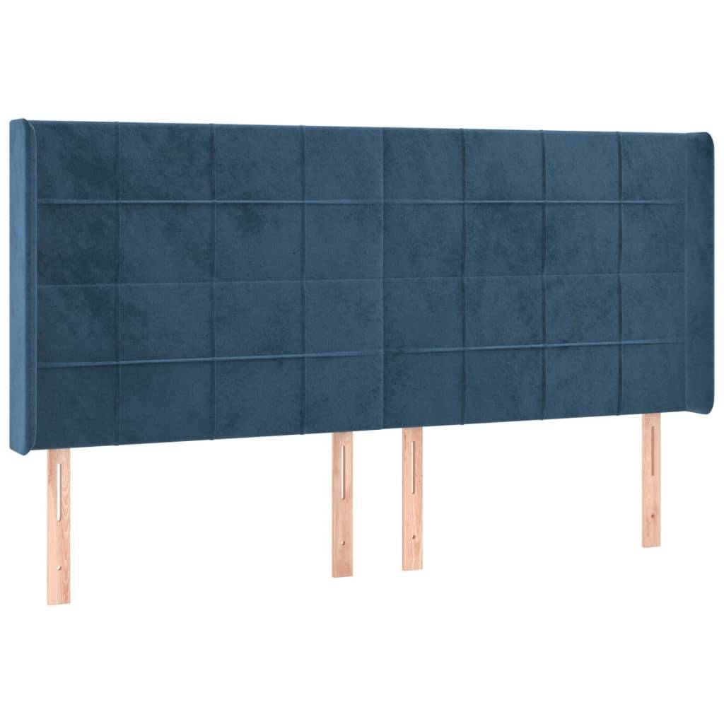 vidaXL LED Kopfteil Dunkelblau 183x16x118/128 cm Samt