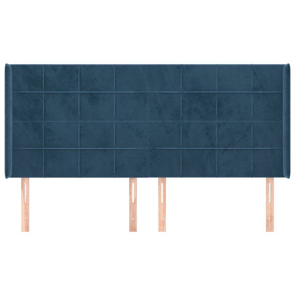 vidaXL Kopfteil mit Ohren Dunkelblau 163x16x118/128 cm Samt