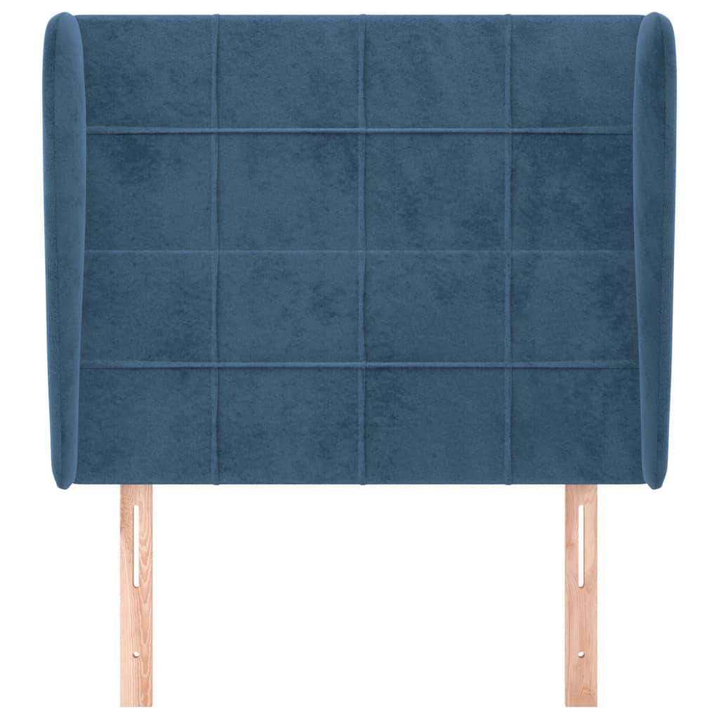 vidaXL Kopfteil mit Ohren Dunkelblau 83x23x118/128 cm Samt