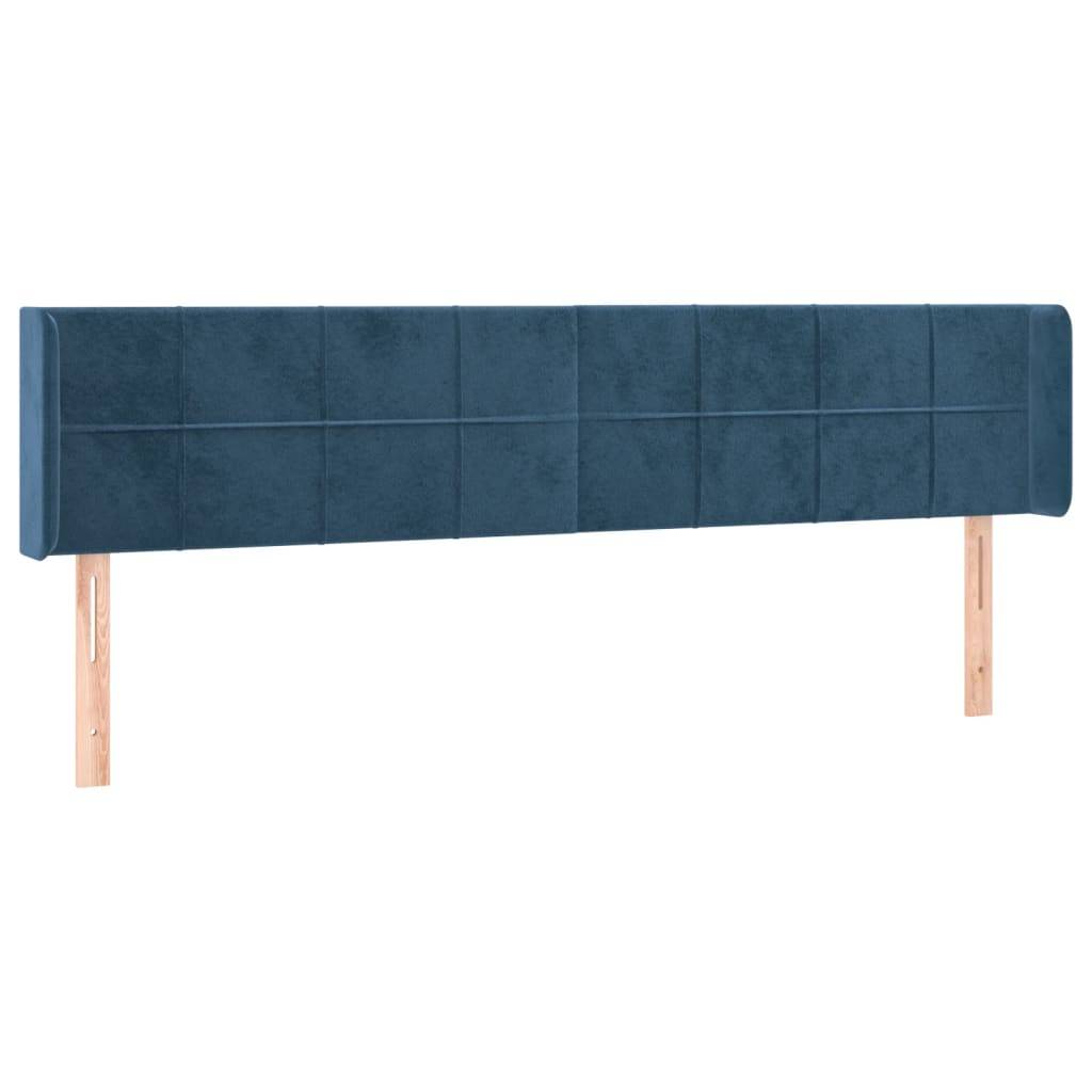 vidaXL Kopfteil mit Ohren Dunkelblau 183x16x78/88 cm Samt