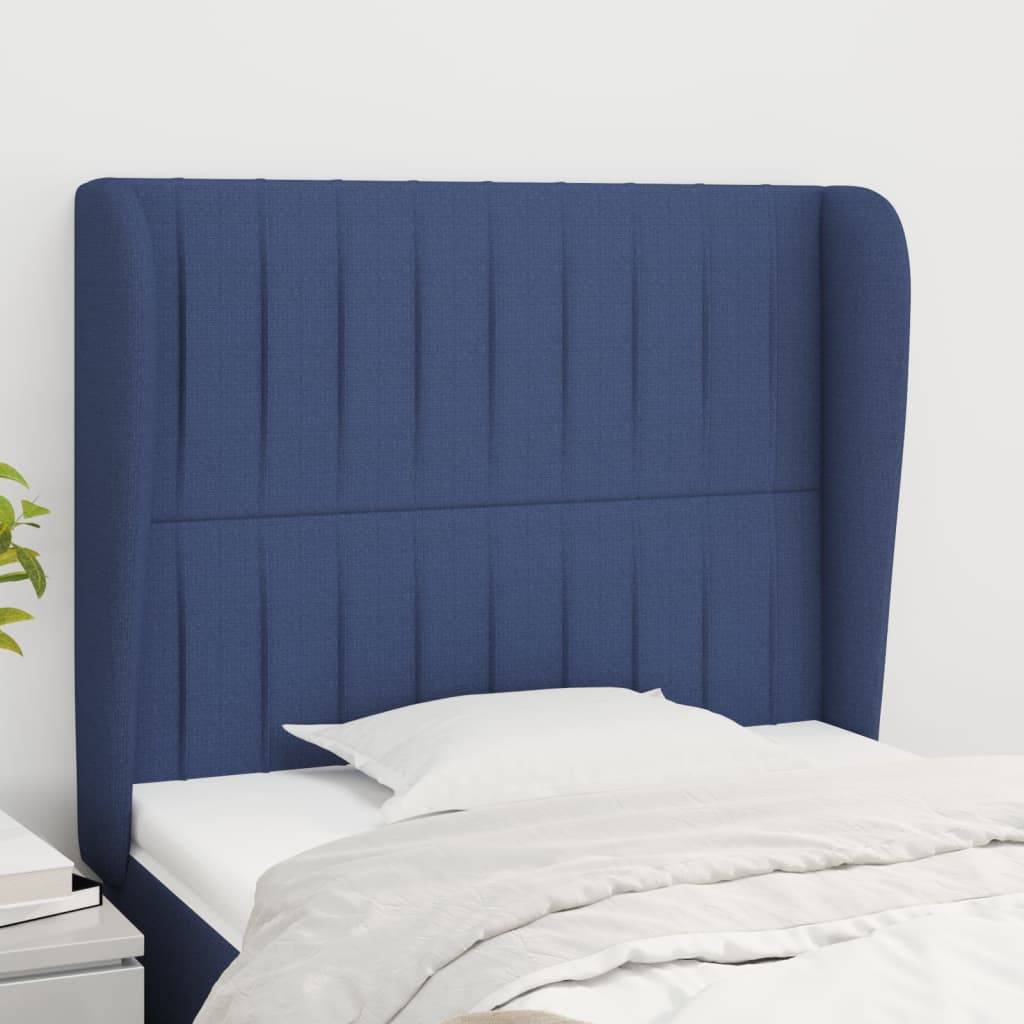 vidaXL Kopfteil mit Ohren Blau 83x23x118/128 cm Stoff