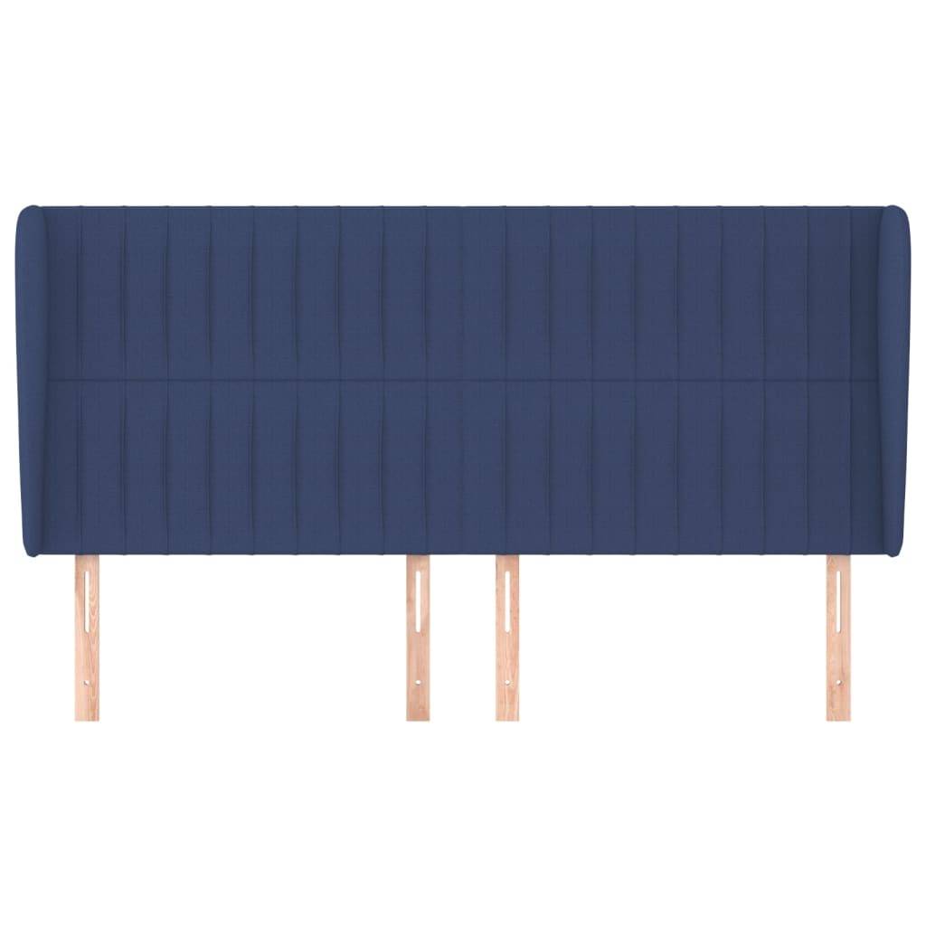 vidaXL Kopfteil mit Ohren Blau 203x23x118/128 cm Stoff
