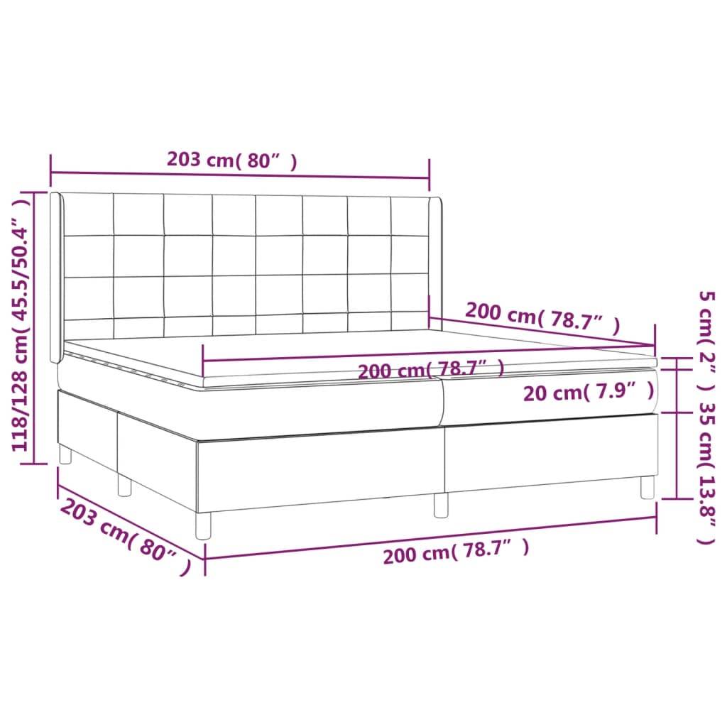 vidaXL Boxspringbett mit Matratze Hellgrau 200x200 cm Stoff