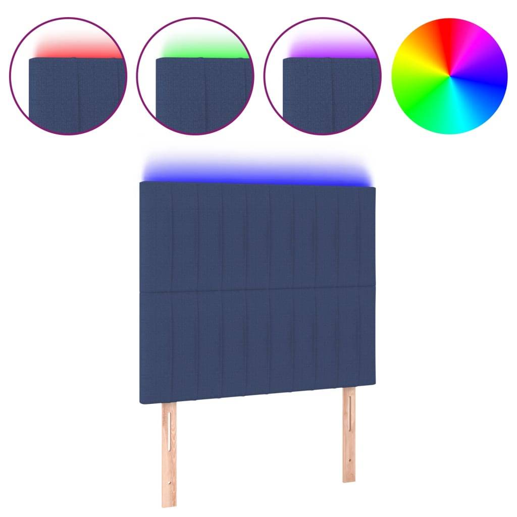 vidaXL LED Kopfteil Blau 80x5x118/128 cm Stoff