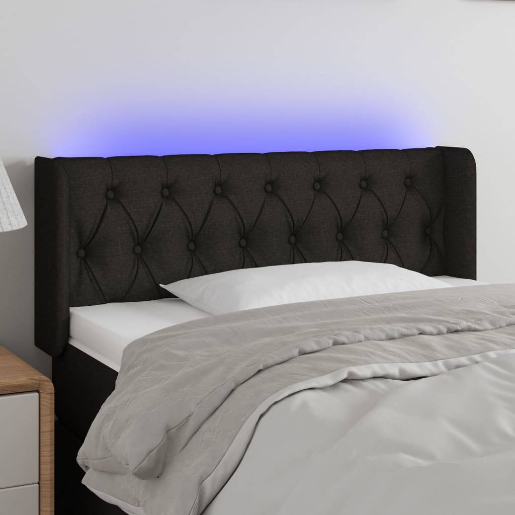 vidaXL LED Kopfteil Schwarz 93x16x78/88 cm Stoff
